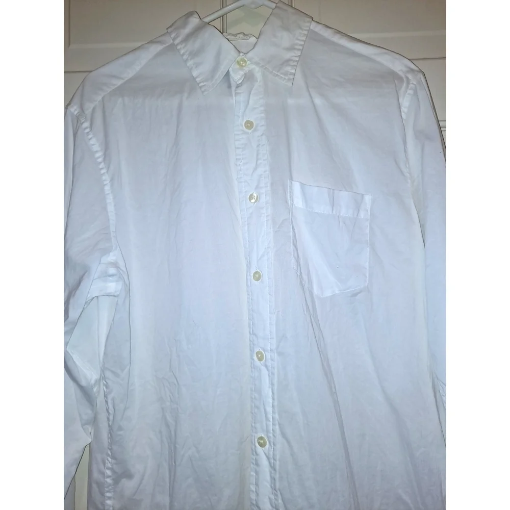 GAP white collared long sleeve button up shirt classic fit size medium blouse - Picture 5 of 14